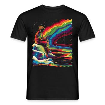 Eisfischen Fischer Fischer Popart - Männer T-Shirt - Schwarz - Vorne - AI Model Male 178 light (178cm)