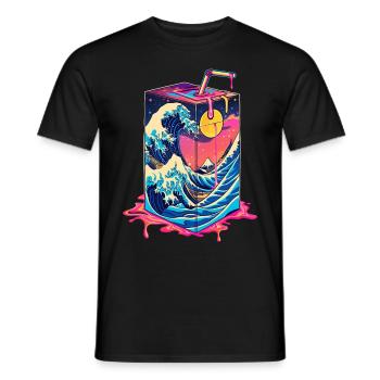 Japanese Milk Carton Kawaii Large Wave of Kana - Men's T-Shirt - black - Front - AI Model Male 178 light (178cm)