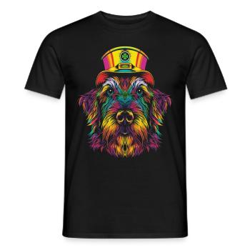 Irischer Wolfshund Hund St. Patricks Day Popart - Männer T-Shirt - Schwarz - Vorne - AI Model Male 178 light (178cm)