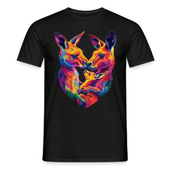 Kangaroo Family Australia Popart - Men's T-Shirt - black - Front - AI Model Male 178 light (178cm)