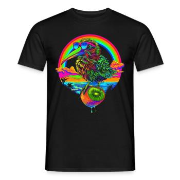 Kiwi Animal Fruit Lunettes de soleil Plage Arc-en-ciel Popa - T-shirt homme - noir - Devant - AI Model Male 178 light (178cm)
