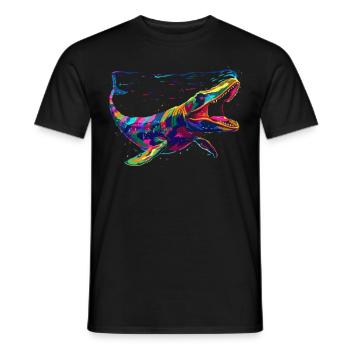 Mosasaurus Dinosaur Popart - Men's T-Shirt - black - Front - AI Model Male 178 light (178cm)