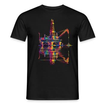 Plate-forme pétrolière Champ pétrolier Popart - T-shirt homme - noir - Devant - AI Model Male 178 light (178cm)