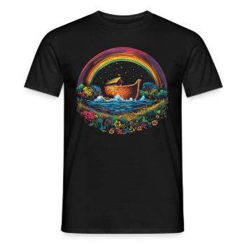Arche Noah Christlicher Regenbogen Popart - Männer T-Shirt - Schwarz - Vorne - AI Model Male 178 light (178cm)