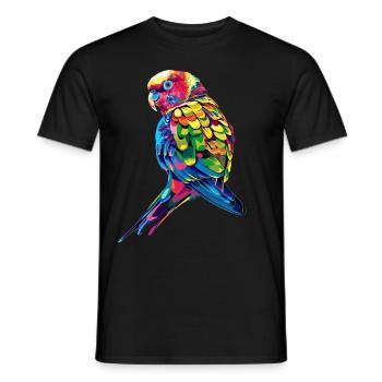 Sittich Wellensittich Wellensittich Papagei Popart - Männer T-Shirt - Schwarz - Vorne - AI Model Male 178 light (178cm)