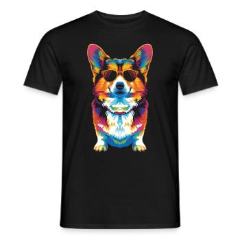 Pembroke Corgi Dog Sunglasses Popart - Men's T-Shirt - black - Front - AI Model Male 178 light (178cm)