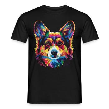 Pembroke Welsh Corgi Dog Popart - Men's T-Shirt - black - Front - AI Model Male 178 light (178cm)