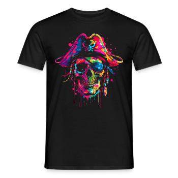 Capitaine pirate Skull Popart - T-shirt homme - noir - Devant - AI Model Male 178 light (178cm)