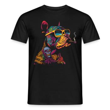 Pitbull Pittie Hund Raucher-Sonnenbrille Popart - Männer T-Shirt - Schwarz - Vorne - AI Model Male 178 light (178cm)