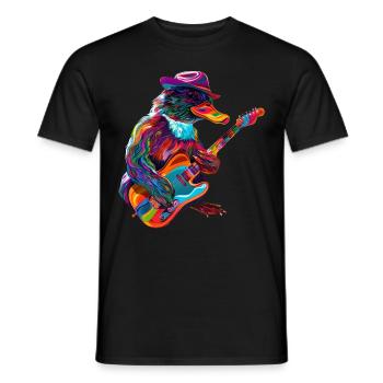 Platypus Mammal Guitar Cowboy Hat Popart - Men's T-Shirt - black - Front - AI Model Male 178 light (178cm)