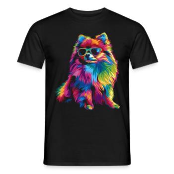 Pomeranian Dog Sunglasses Popart - Men's T-Shirt - black - Front - AI Model Male 178 light (178cm)