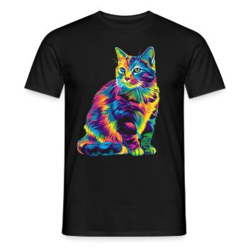 Tabby Katze Orange Katze Popart - Männer T-Shirt - Schwarz - Vorne - AI Model Male 178 light (178cm)