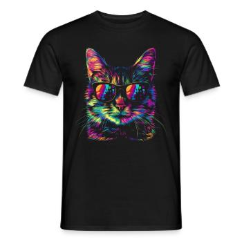 Tabby Katze Orange Katze Sonnenbrille Popart - Männer T-Shirt - Schwarz - Vorne - AI Model Male 178 light (178cm)