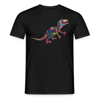 Velociraptor Dinosaurier Popart - Männer T-Shirt - Schwarz - Vorne - AI Model Male 178 light (178cm)