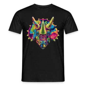 Triceratops Dinosaure Popart - T-shirt homme - noir - Devant - AI Model Male 178 light (178cm)