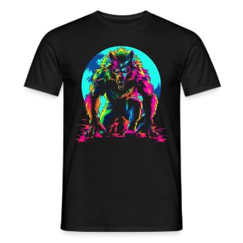 Werwolf Wolf Mond Popart - Männer T-Shirt - Schwarz - Vorne - AI Model Male 178 light (178cm)