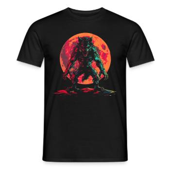 Werewolf Wolf Moon Popart - Men's T-Shirt - black - Front - AI Model Male 178 light (178cm)