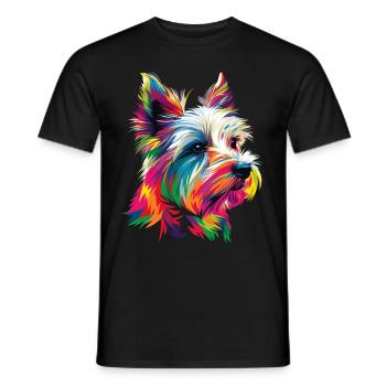 West Highland Terrier Hund Popart - Männer T-Shirt - Schwarz - Vorne - AI Model Male 178 light (178cm)