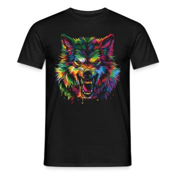Lupo Mannaro Lupo Popart - T-shirt uomo - nero - Fronte - AI Model Male 178 light (178cm)