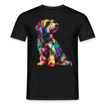 Wheaten Terrier Chien Popart - T-shirt homme - noir - Devant - AI Model Male 178 light (178cm)