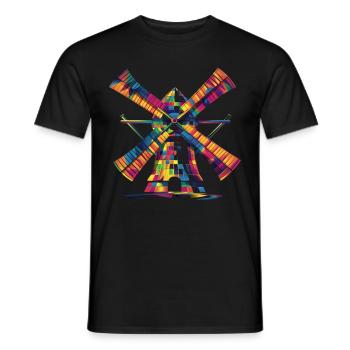 Windmill Wind Power Wind Energy Turbine Popart - Men's T-Shirt - black - Front - AI Model Male 178 light (178cm)