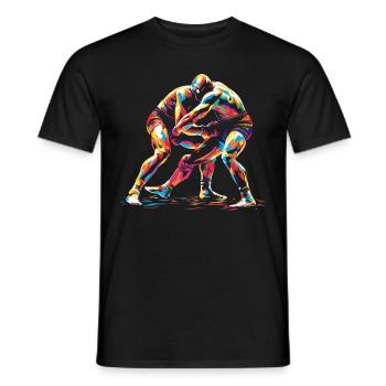 Wrestling Wrestling Popart - Men's T-Shirt - black - Front - AI Model Male 178 light (178cm)