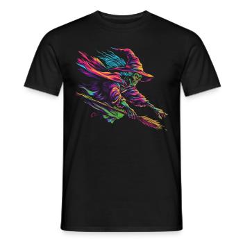 Hexenbesen Halloween Spooky Popart - Männer T-Shirt - Schwarz - Vorne - AI Model Male 178 light (178cm)