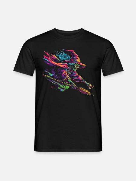 Witch's Broom Halloween Spooky Popart - Men's T-Shirt - black