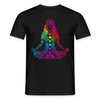 Yoga Yogi Meditation Workout Mandala Popart - Männer T-Shirt - Schwarz - Vorne - AI Model Male 178 light (178cm)