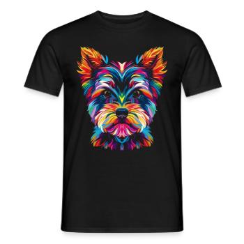 Yorkshire Terrier Chien Yorkie Popart - T-shirt homme - noir - Devant - AI Model Male 178 light (178cm)