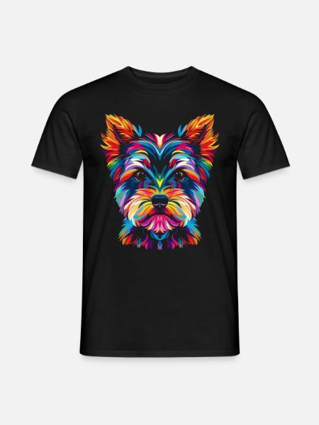 Yorkshire Terrier Chien Yorkie Popart - T-shirt homme - noir