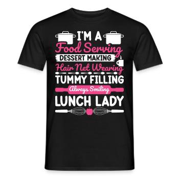 Cafeteria Employee School Serving Dessert L - Men's T-Shirt - black - Front - AI Model Male 178 light (178cm)