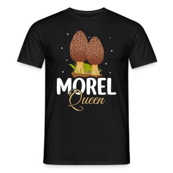 Morel Queen Mycologist Mushroom Lover Queen - Men's T-Shirt - black - Front - AI Model Male 178 light (178cm)