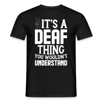 Deaf Pride ASL Gebärdensprache - Männer T-Shirt - Schwarz - Vorne - AI Model Male 178 light (178cm)