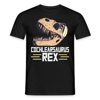 Deaf Pride Cochlear Implant Dinosaur Trex - Men's T-Shirt - black - Front - AI Model Male 178 light (178cm)