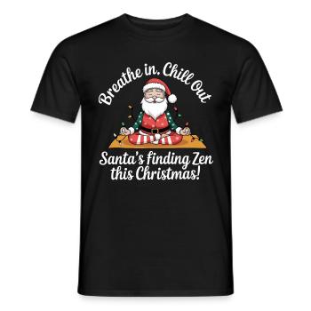 Christmas Yoga Santa Claus - Men's T-Shirt - black - Front - AI Model Male 178 light (178cm)