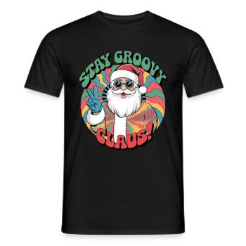 Weihnachtsmann Retro Santa Claus Disco - Männer T-Shirt - Schwarz - Vorne - AI Model Male 178 light (178cm)