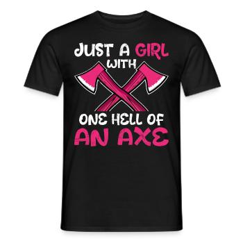 Axe Throwing Girl Hatchet Thrower Girl A Hell - Men's T-Shirt - black - Front - AI Model Male 178 light (178cm)