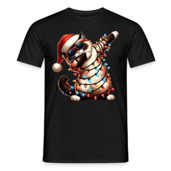 Lunettes de soleil à pois Birman Cat Noël mignon - T-shirt homme - noir - Devant - AI Model Male 178 light (178cm)