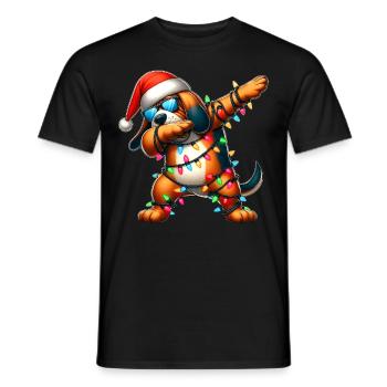 Tupfende Bloodhound Hund Sonnenbrille Niedlich Wei - Männer T-Shirt - Schwarz - Vorne - AI Model Male 178 light (178cm)