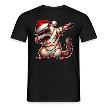 Tupfende Birma Katze Sonnenbrille Niedlich Weihnac - Männer T-Shirt - Schwarz - Vorne - AI Model Male 178 light (178cm)