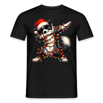 Tupfende Border Collie Hund Sonnenbrille Niedlich - Männer T-Shirt - Schwarz - Vorne - AI Model Male 178 light (178cm)