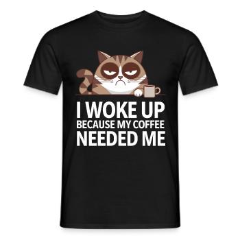 Funny Coffee Cats Saying - Men's T-Shirt - black - Front - AI Model Male 178 light (178cm)