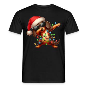 Polka Dot Dachshund Sunglasses Cute Christmas - Men's T-Shirt - black - Front - AI Model Male 178 light (178cm)