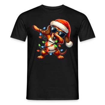 Polka Dot Dachshund Sunglasses Cute Christmas - Men's T-Shirt - black - Front - AI Model Male 178 light (178cm)