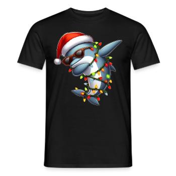 Polka Dot Dolphin Sunglasses Cute Christmas - Men's T-Shirt - black - Front - AI Model Male 178 light (178cm)