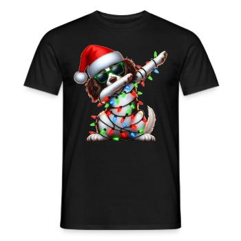 Polka Dot English Springer Spaniel Dog Cute - Men's T-Shirt - black - Front - AI Model Male 178 light (178cm)