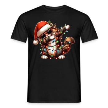 Polka Dot Maine Coon Cat Sunglasses Cute We - Men's T-Shirt - black - Front - AI Model Male 178 light (178cm)