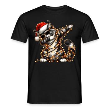 Polka Dot Maine Coon Cat Sunglasses Cute We - Men's T-Shirt - black - Front - AI Model Male 178 light (178cm)
