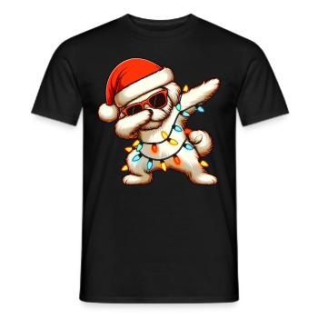 Tupfende Malteser Hund Sonnenbrille Niedlich Weihn - Männer T-Shirt - Schwarz - Vorne - AI Model Male 178 light (178cm)